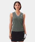 Ana Sage Green Sleeveless V-Neck