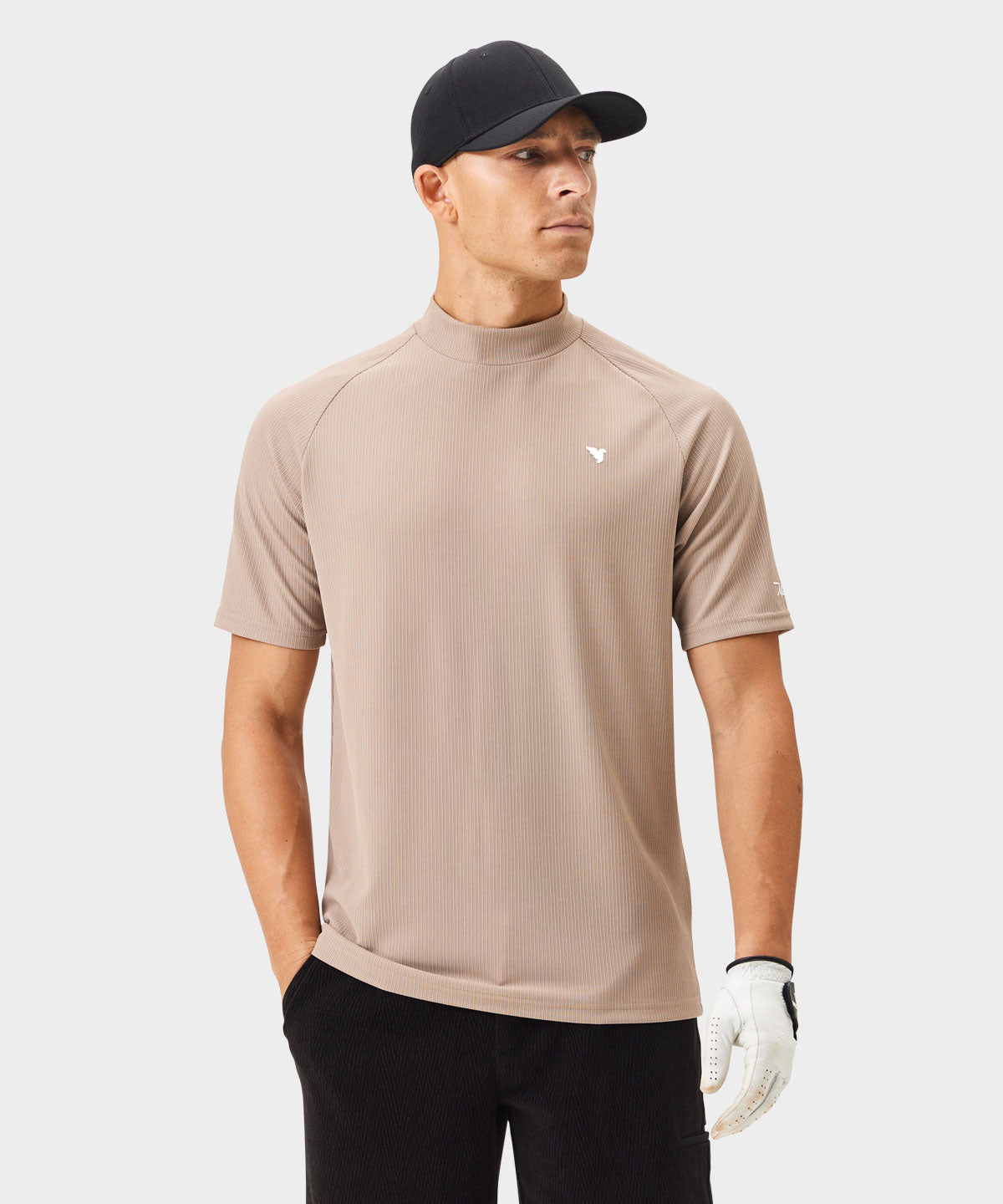 Tyler Neck Mock Tee - Light Brown