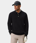 Men's Cashmere Blend Knit Polo - Black