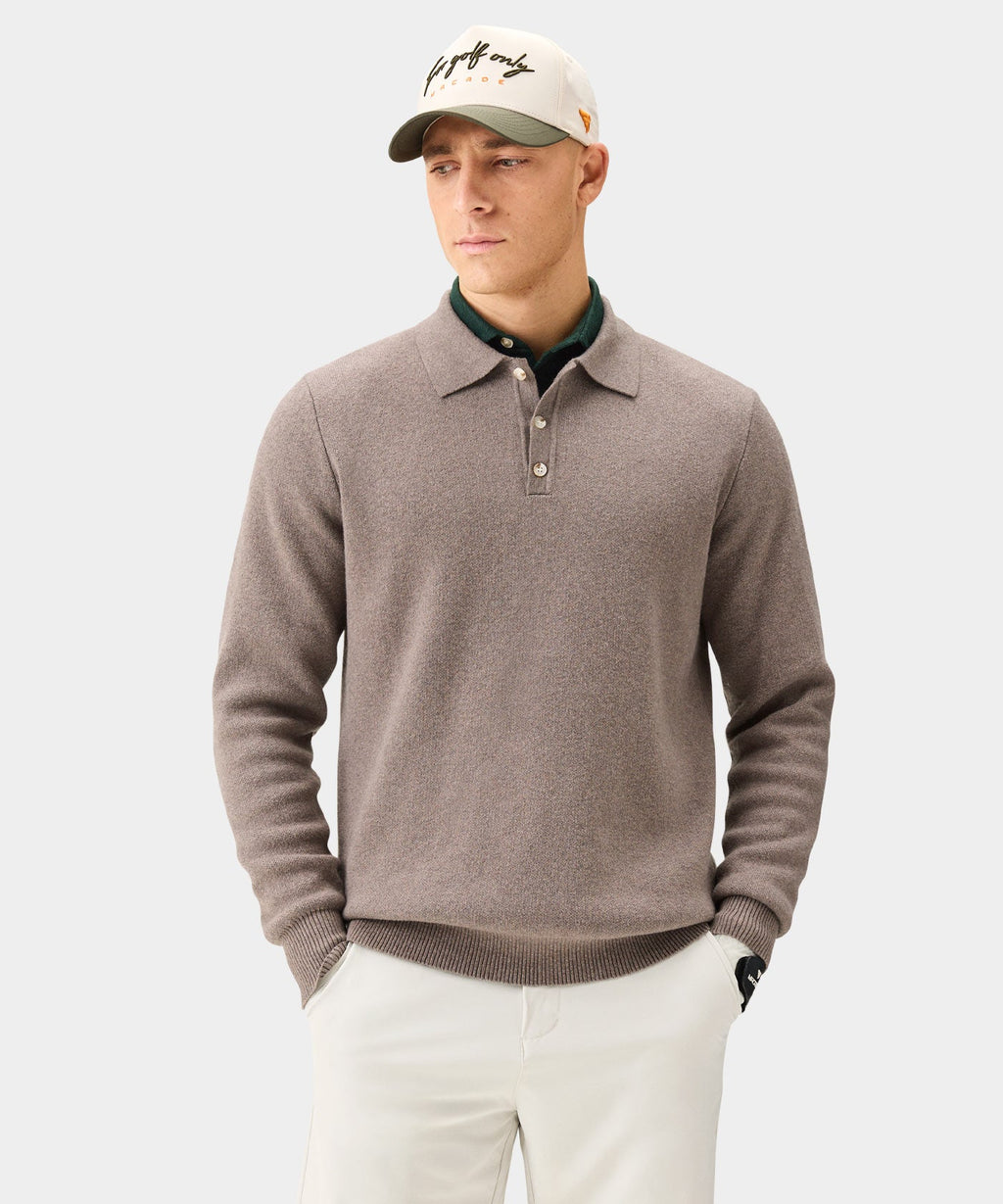 Men's Cashmere Blend Knit Polo - Cedar