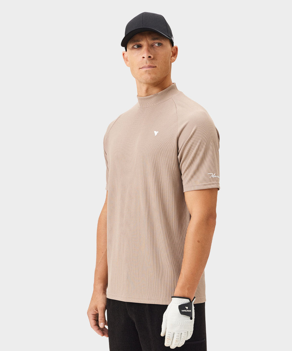Tyler Neck Mock Tee - Light Brown