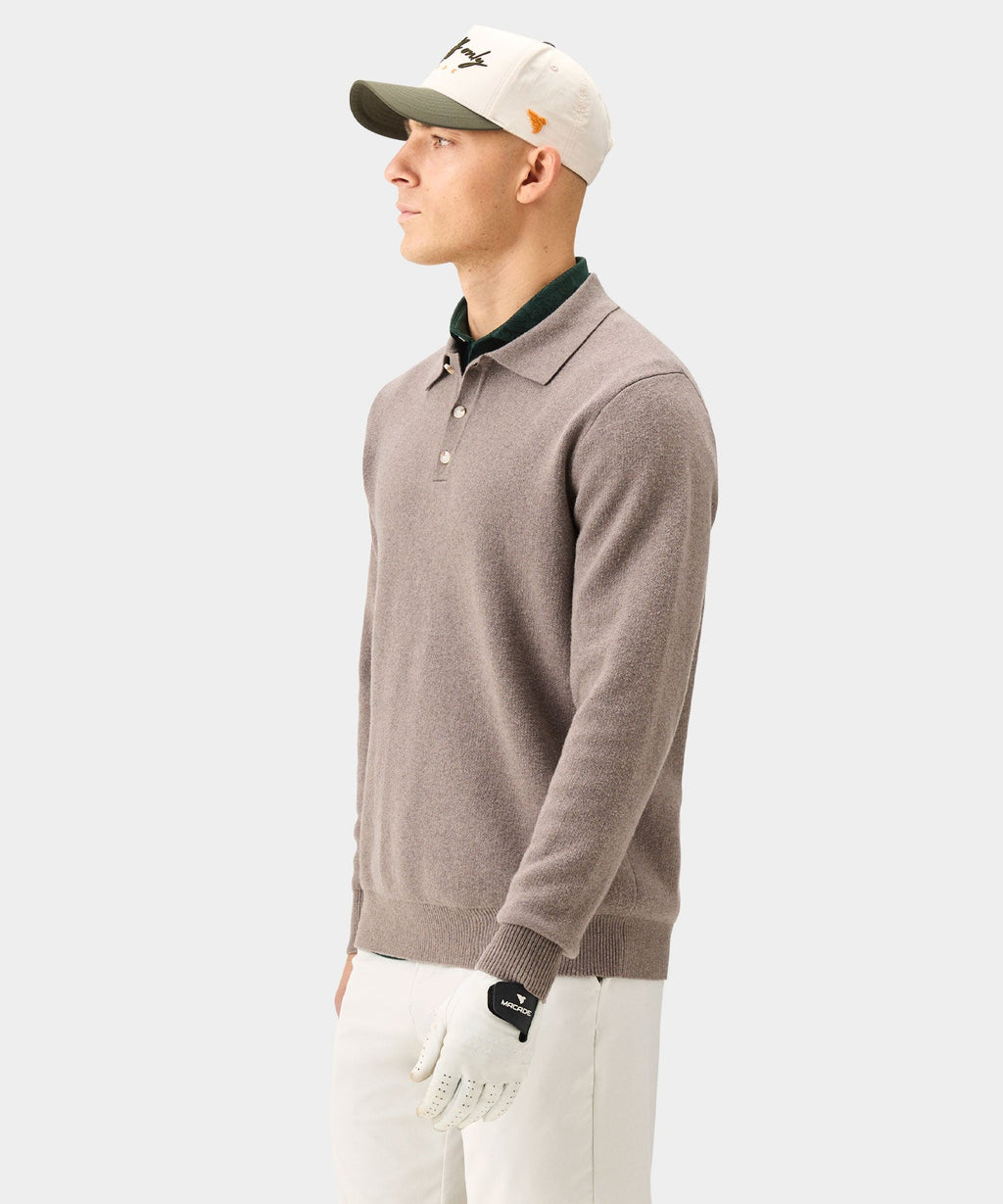 Men's Cashmere Blend Knit Polo - Cedar