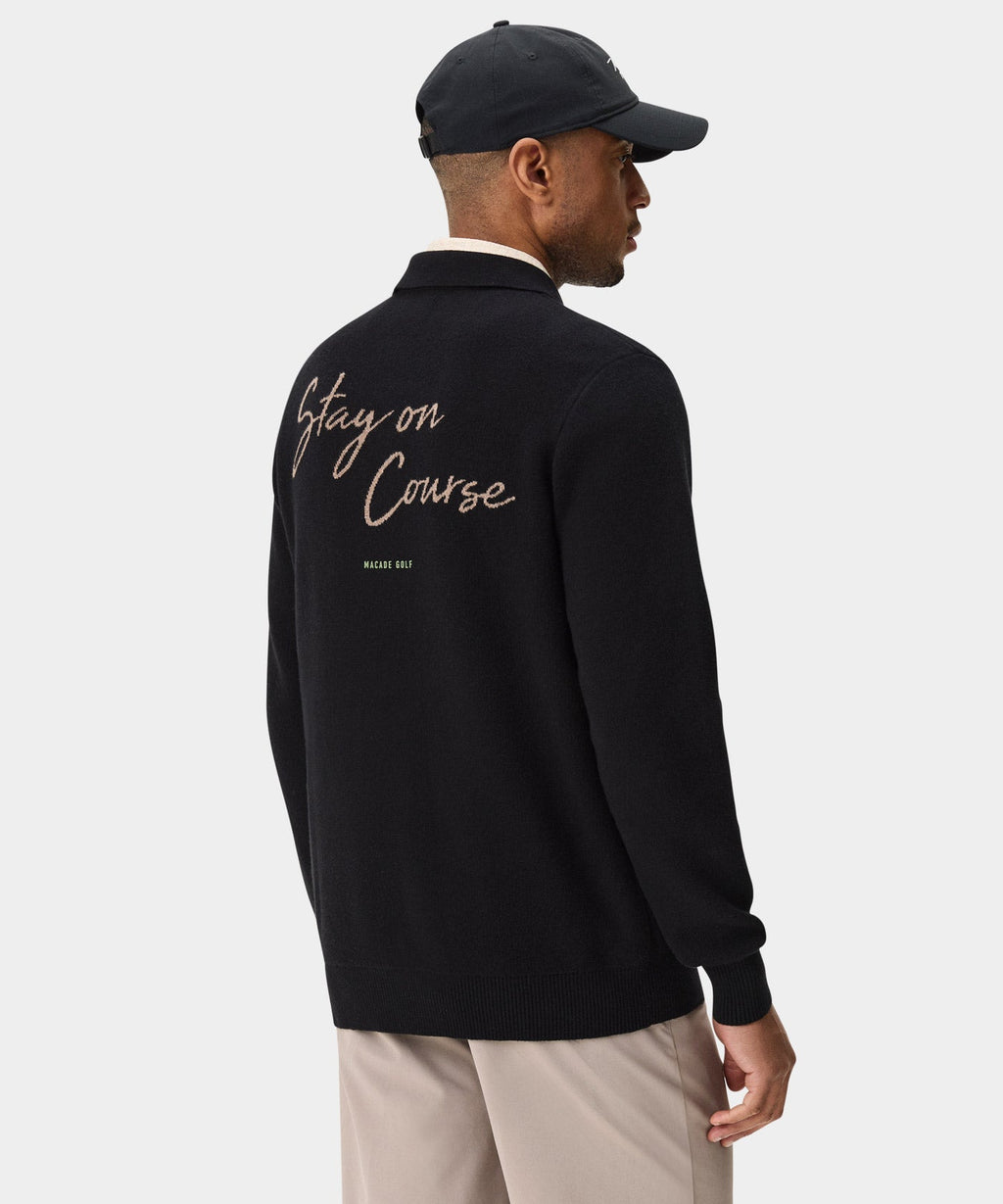 Men's Cashmere Blend Knit Polo - Black