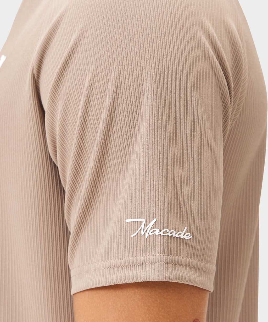 Tyler Neck Mock Tee - Light Brown