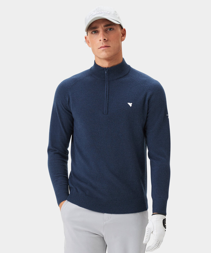 Men's Bridge Merino Quarter Zip - Dark Blue