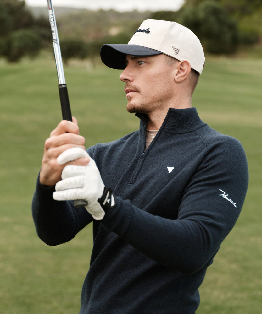 Men's Bridge Merino Quarter Zip - Dark Blue