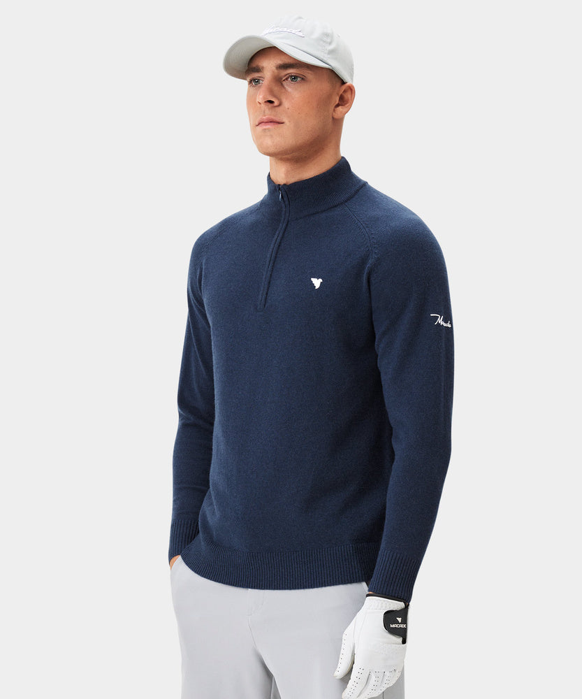 Men's Bridge Merino Quarter Zip - Dark Blue
