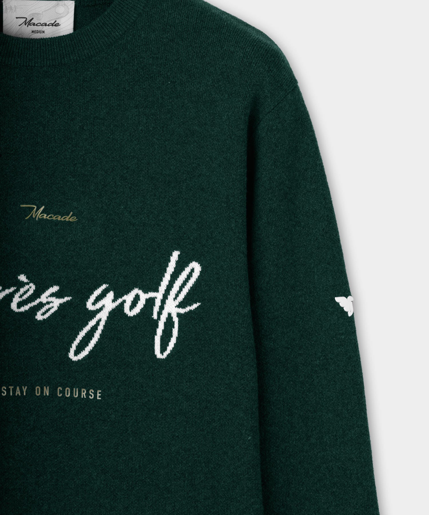 Men's Intarsia Knit Crewneck - Pine Green