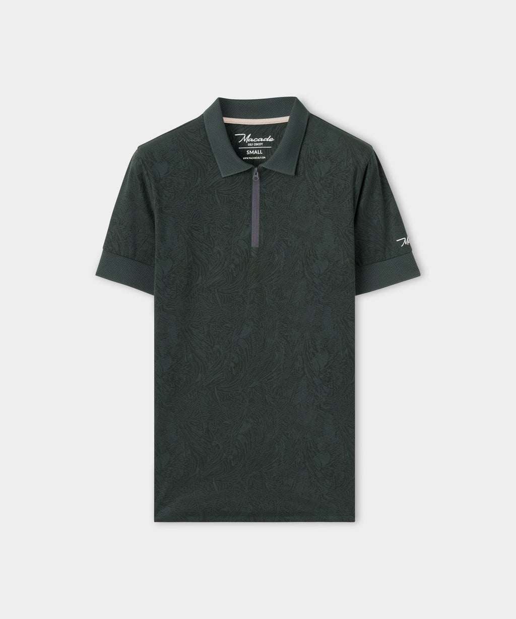 Women's Lace Paisley Zip Shirt - Green