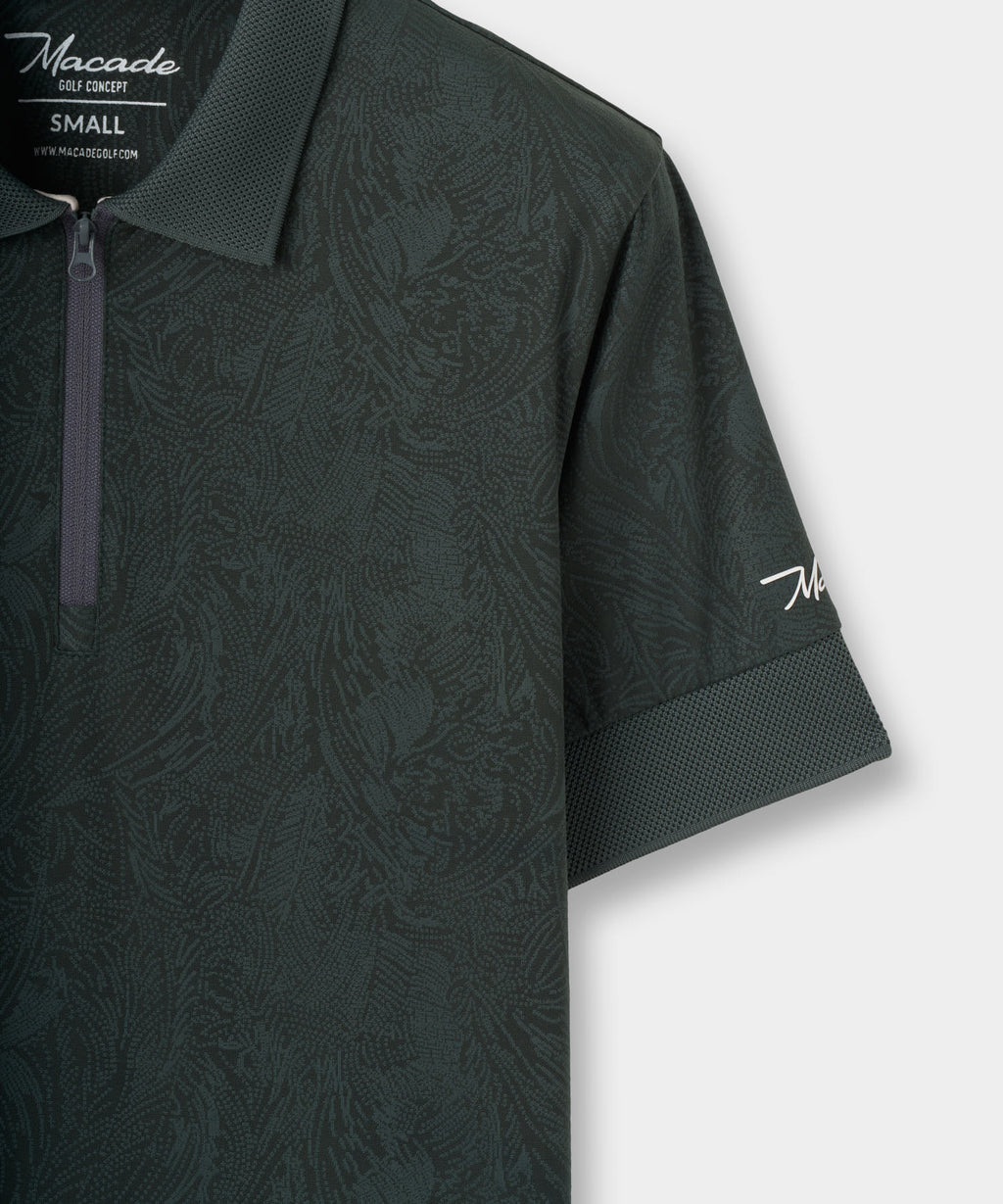 Women's Lace Paisley Zip Shirt - Green