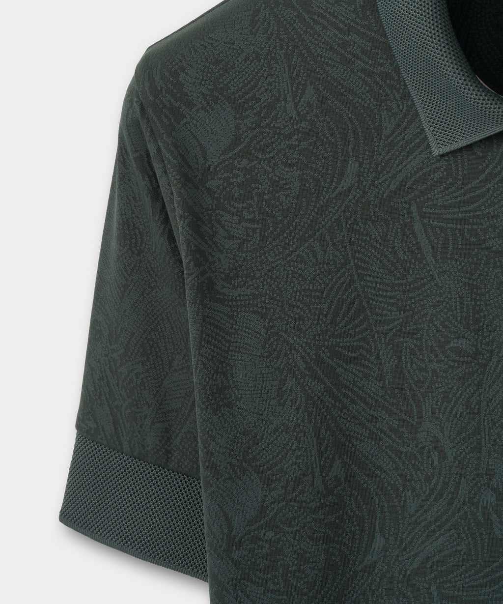 Women's Lace Paisley Zip Shirt - Green