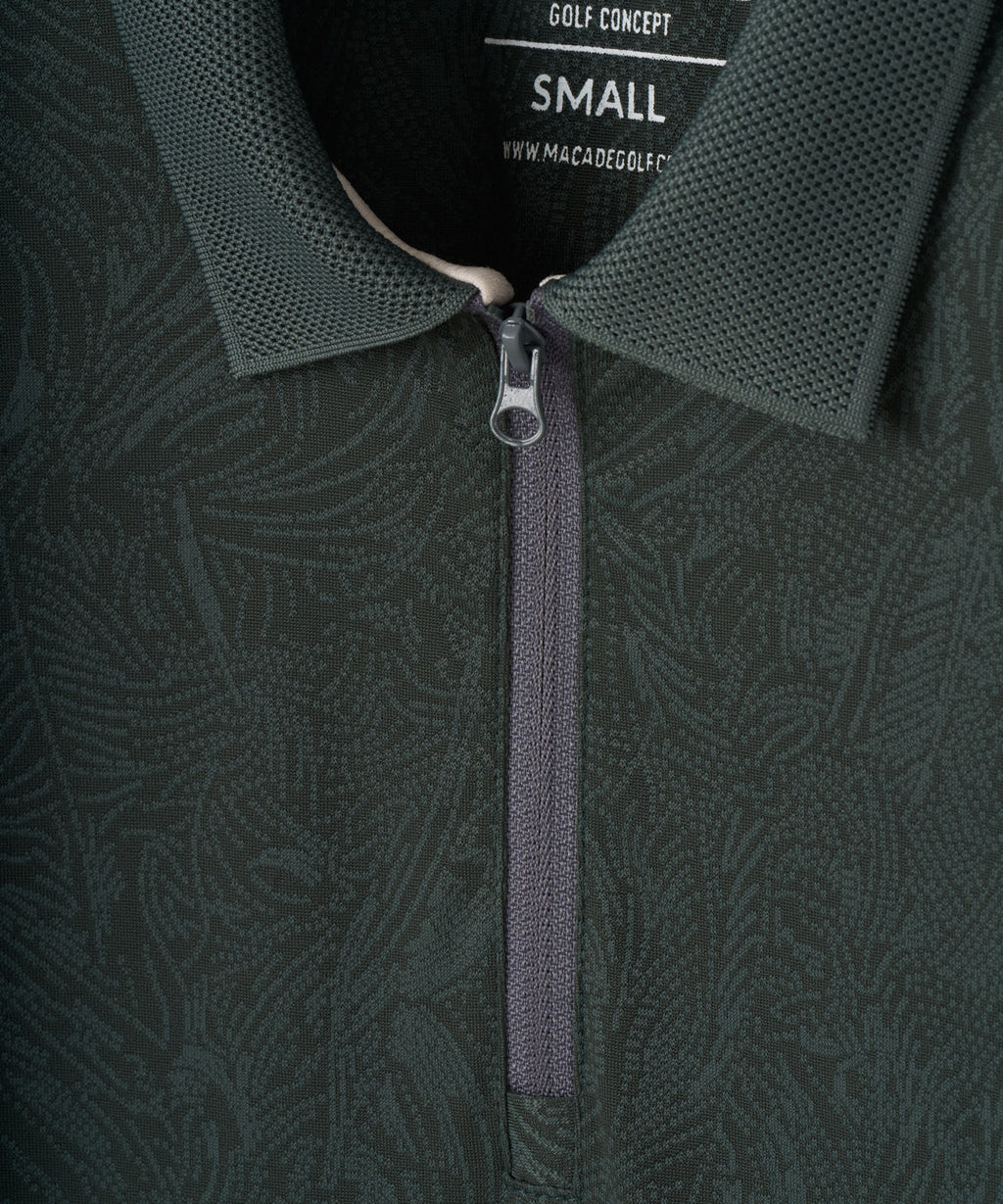 Women's Lace Paisley Zip Shirt - Green
