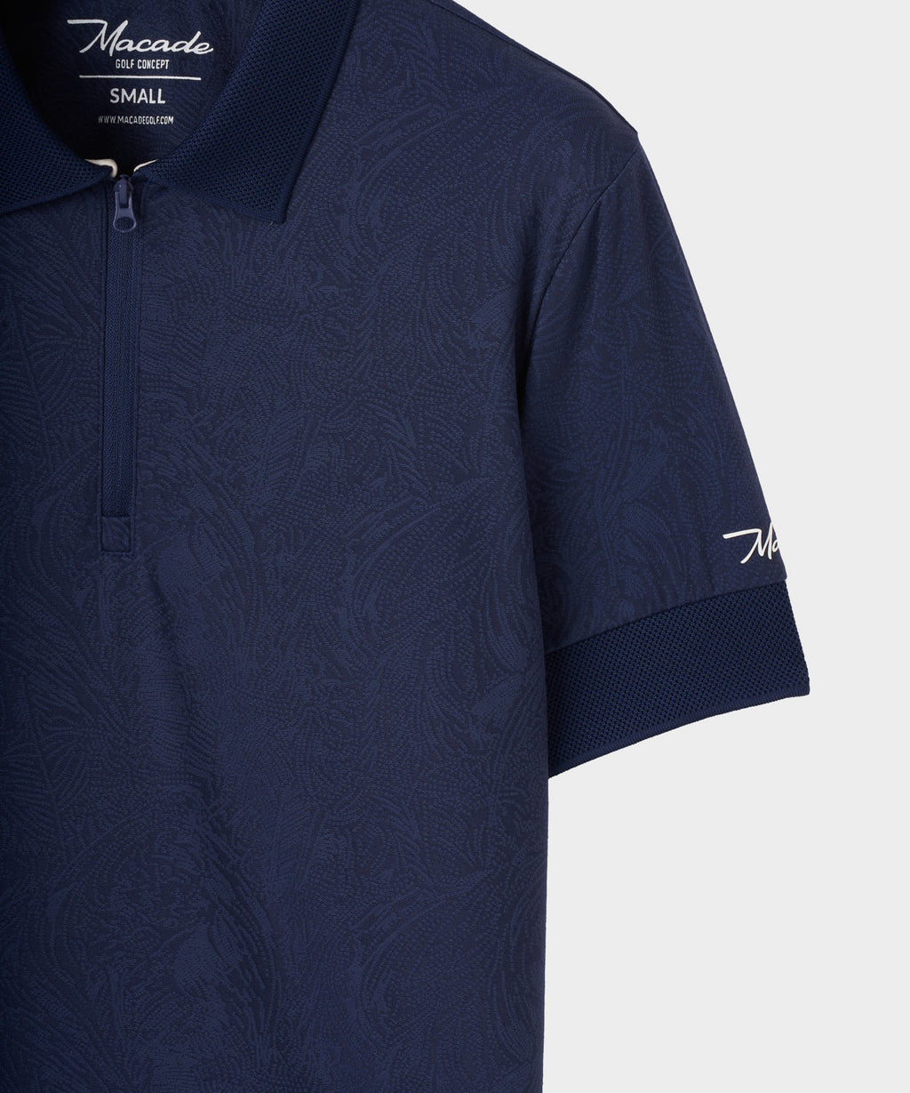 Women's Lace Paisley Zip Shirt - Navy