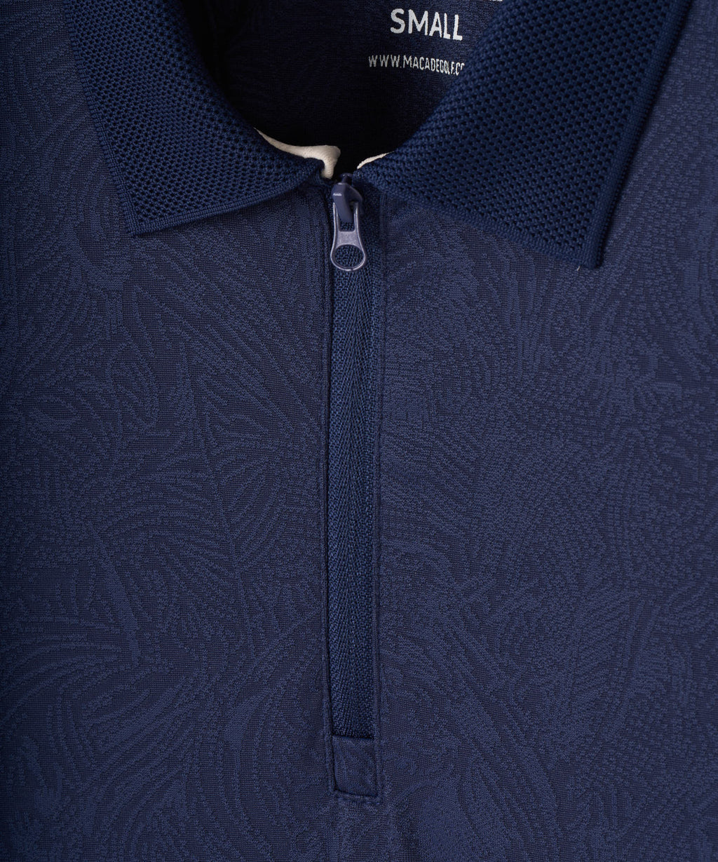 Women's Lace Paisley Zip Shirt - Navy